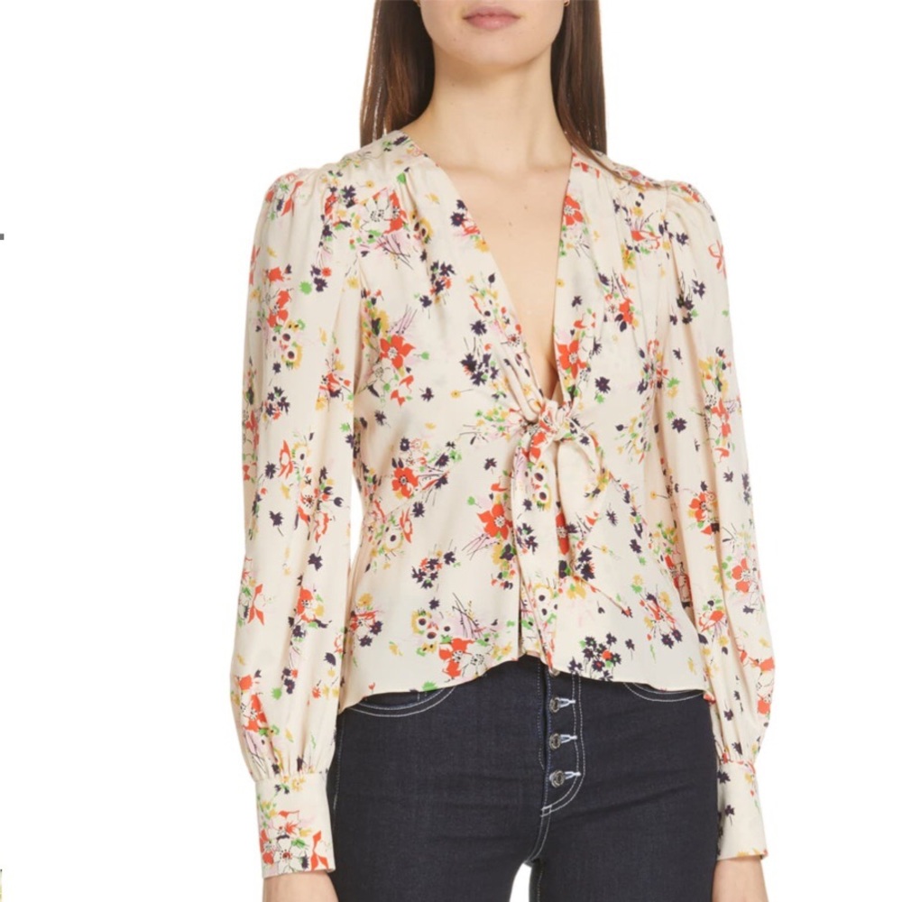 Veronica Beard Stretch Silk Payton Blouse Size 14 - Picture 5 of 8